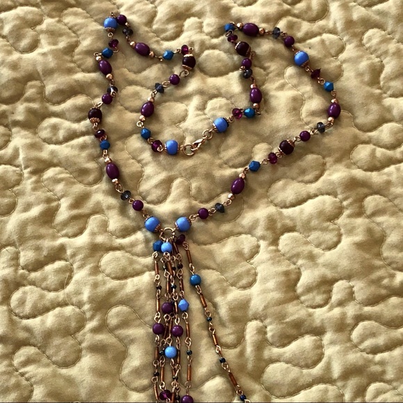 Vintage Lariat Style Bead and Chain Necklace - Picture 4 of 6